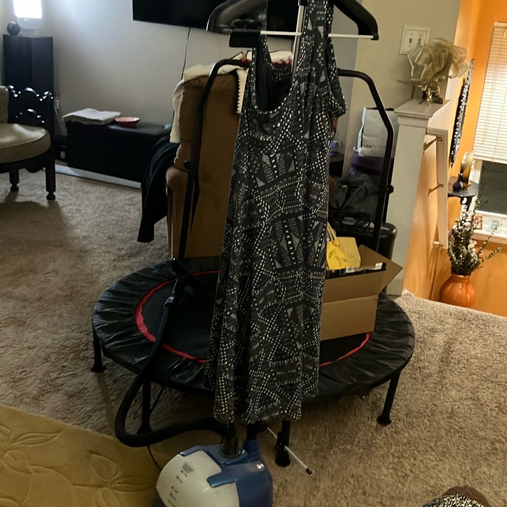 Prana Gray And White Backless Patterned Midi Dress - image 5